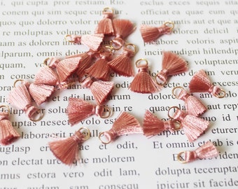 10pcs dirty pink Tassels,tiny silky thread tassels,1.5cm thread tassels,mini tassels,tassels charm for jewelry making,Wholesale tassels