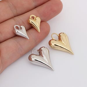18K gold Filled 3D Love Heart Charm Pendant For Necklace Bracelet Jewelry Making Nickel-free and High Quality