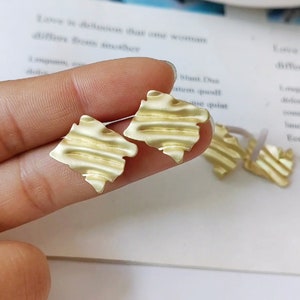 10PC Matt Gold Plated Diamond Earring folds Stud Statement Metal Earrings Earring Accessories Designer Jewelry Making