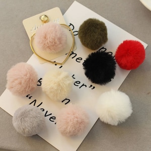 5PCS, 40MM/35MM, Faux Mink Fur Pom Pom Faux Fur Pompom Fur Ball Pompom for Hat Hairy Ball Fox Fur Pompom Variety of Colours