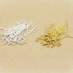 Bulk 200pcs. 20MM/25MM/30MM/40MM/50MM ball pin 25 gauge silver tone ball pin finding Bronze/copper/gunmetal/gold/silver/rhodium image 3