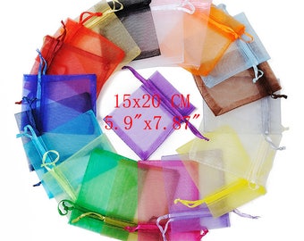 100PCS Gift Bags Jewelry Pouches 15x20cm (5.9"x7.87"), Favor Bags, Weddings, Party, Wholesale, ~15x20cm Organza Bag