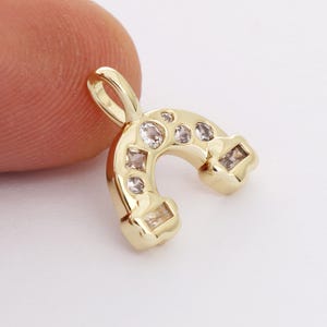 Real Gold Plated Brass Color U Shape Charm, Cubic Horseshoe Charm,CZ U Shape Charm, Jewelry Making，DIY Earring Material
