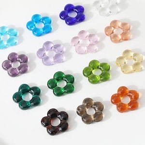 2pcs Flower-shaped Glass Charm Pendant