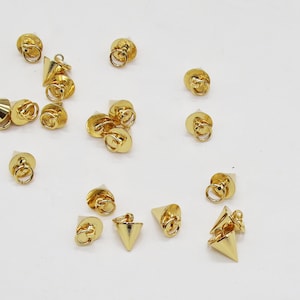 10PCS Real Shiny Gold Cones Charms, Mini Cones Charms, Pyramid Pendant, Gold Charm, Gold Pendant, Pyramid Necklace, Charms