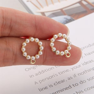 10pcs Alloy Pearl Circle Earrings, Round Earring Post, Ear Wire