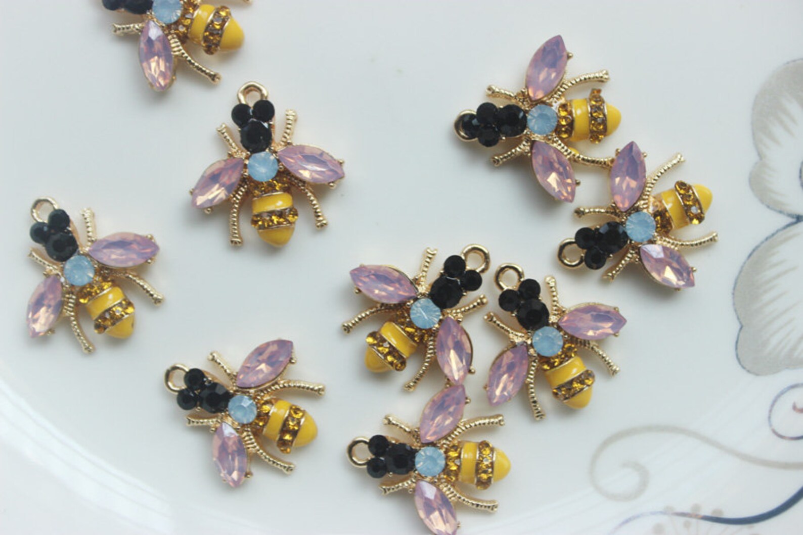 10pcs Crystal bees charm pendant 2124MM Honey Bee Charm Etsy