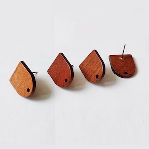 10pcs Semicircle Wood Earrings, Ear Wire, Earrings Post, Wood Earrings Studs,Diy Jewelry Accessories Craft Supplies