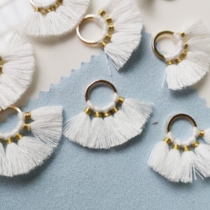 2pcs/10pcs Small Fan Shape Tassels，fan tassels，Cotton Tassels， Charm for Jewelry Tiny Mini Tassels Pendant Wholesale