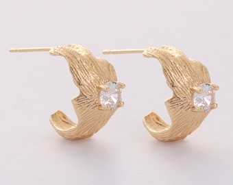Real 18K Gold Plated Brass earrings,Ear Stud, Metal Post Earrings,Designer jewelry Finding, Earring diy
