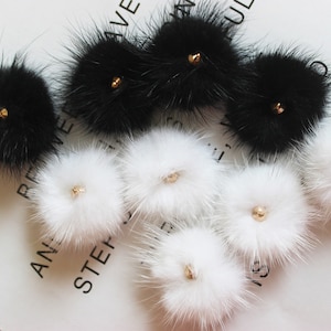 6PC High Quality 4cm Mink furry Pompom Charm Pendant Fur Ball Charm Pom Pom Charms for Earrings Accessories Findings Pom Jewelry Supplies