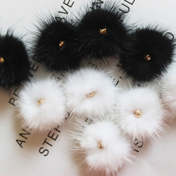 6PC Hochwertige 4cm Nerz Furry Pompom Charm Anhänger PelzKugel Charm Pom Pom Charms für Ohrringe Zubehör Zubehör