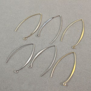 20pcs Real Gold Plated Long Earring Hooks - Large Leaf Ear Wires - Leaf Ear Wires -  Marquise Ear Wires - 24*42mm - Wholesale Ear Hook