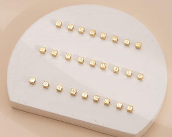 14K ゴールドメッキ文字ビーズ、アルファベットビーズ、イニシャル