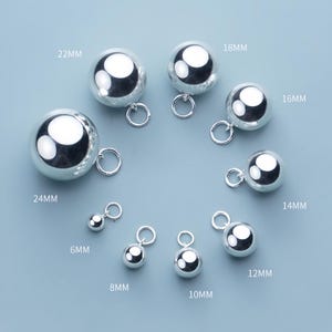 5-12MM Sterling Silver Ball Charms, Sterling Ball Charms, 925 Silver Ball Charm, Sterling Round Ball Charm, Sterling Ball Pendant