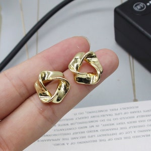 4PCS Real Gold Plated Brass Circle Earring Posts, Earring Stud,Round Ear Studs, Earring accessories