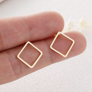 10PCS Real Gold Plated Brass Diamond Earring Posts, Earring Stud,Round Ear Studs, Earring accessories