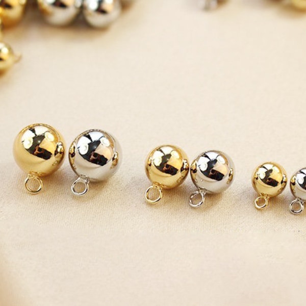 10pcs polishing ball charm pendant,8MM/10MM/12MM,metal ball pendant, gold plated over brass