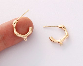 6pcs Real Gold Plated Brass earrings,Ear Stud, Metal Post Earrings,Designer jewelry Finding, Earring diy,925 Sterling silver ear stick