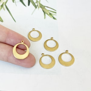 10pcs Raw Brass Circle Charm, Geometry Charms, Earring Findings, Jewelry Making, Diy Material, Jewelry Supplies