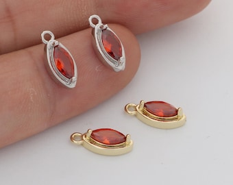 6pcs Real 18k Gold Plated Oval Zircon Charm,  CZ Pave Drop Pendant, Quality Jewelry Supply