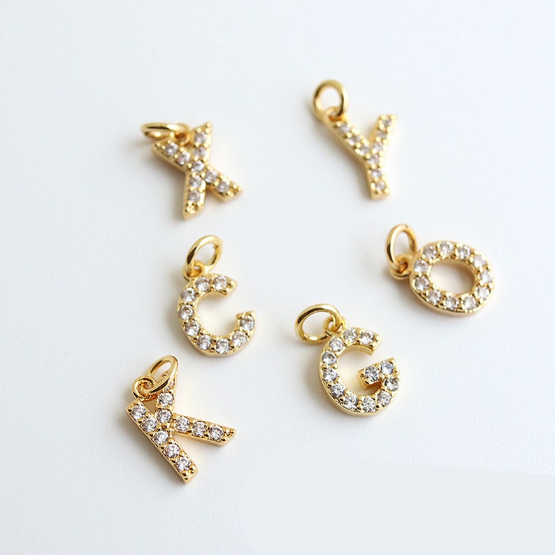 5PCS Real 24K Gold Plated Cubic Zirconia Initial Letter - Etsy