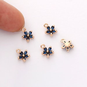 10pcs Gold Plated Flower Charm,Zircon Flower Pendant,Tiny cz Pave Flower, wholesale prices