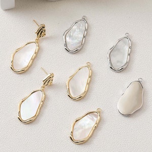 4PCS Real Gold Plated Alien Shell Charm,Shell Drop, Shell Pendant, Jewelry Making Material, Crafts Supplies, Earrings diy