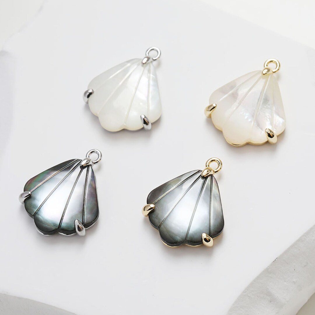 Shell Real Charms 4PCS Real Gold Plated Shell Charm,shell Drop, Shell Pendant, Jewelry ...