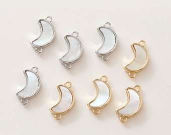 10PCS Real Gold Plated Moon Shell Charm,Shell Drop, Shell Pendant, Jewelry Making Material, Crafts Supplies, Earrings diy