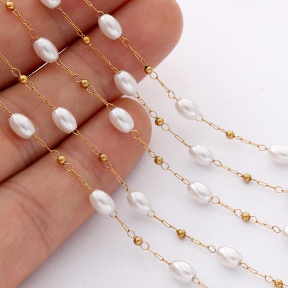 Catena ovale in acciaio inossidabile placcato oro 18K, catena a