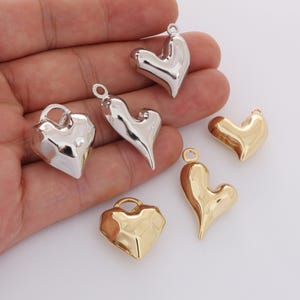 18K gold Filled Puffy Heart Charm Pendant For Necklace Bracelet Jewelry Making Nickel-free and High Quality