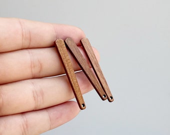 Brincos retangulares de madeira, fio de orelha, poste de brincos, brincos de madeira em barra, acessórios de joias diy, suprimentos de artesanato com 10 peças