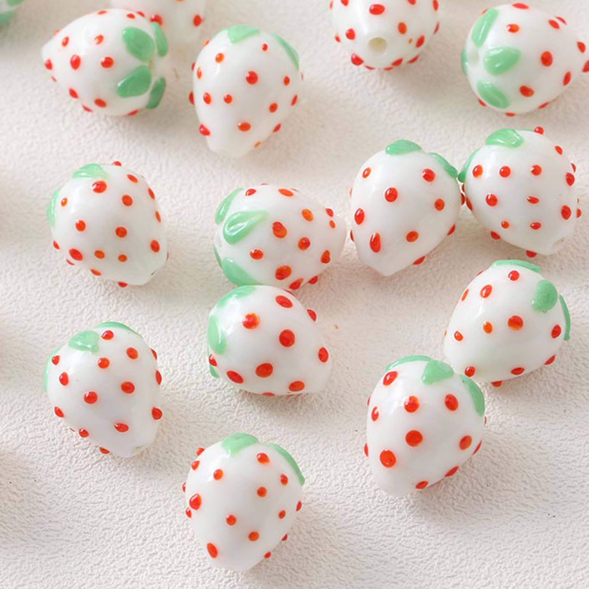 6PCS Glazed Strawberry Beads Vintage Bead Fruit Glass Etsy