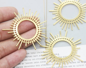 10pcs Raw Brass Sun Charm, Geometry Charms, Earring Findings, Jewelry Making, Diy Material, Jewelry Supplies
