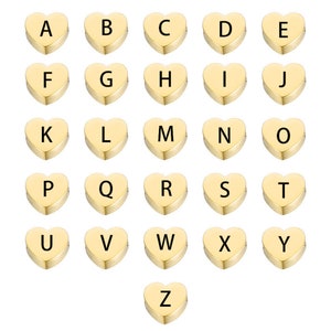 Encanto de letras de acero inoxidable de 5PCS, encanto inicial de oro, colgante de letras Vermeil, encantos iniciales de oro, A-Z (oro/oro rosa/plata)8 mm