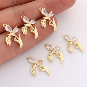 Real 14k Shiny Gold Butterfly Charms, Butterfly Pendant, Dainty Charms, Necklace Charm, Bracelet Charms, Gold Plated Findings