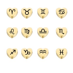 Encanto de constelaciones de acero inoxidable de 5 piezas, dije de inicial de oro, colgante de letra Vermeil, dijes de inicial de oro, dije de moneda redonda