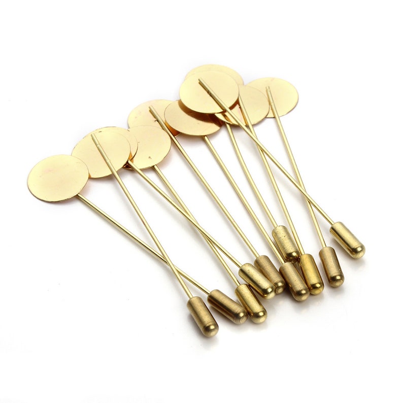 20PC Gold Tone Brass Stick Pin Lapel Pin Clutch Broach Blanks Etsy