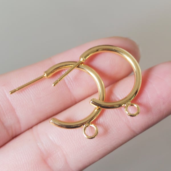 10PCS High Quality Real Gold Plated Brass Earring Posts, Earring Stud, Hoop Earrings, Huggie Earring, Earrings Accessories, Nickel-free