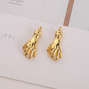 6pcs Nickel Free Real 18K Gold Plated Hand Charm, OK Gesture Charm, Gold Initial Charm, Vermeil Hand Pendant, high quality