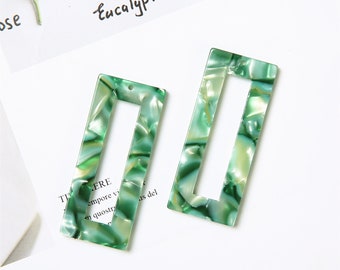 10pcs 47MM rectángulo acetato celuloide encanto colgante pendientes de verano colorido encanto acrílico joyería encanto joyería diy joyería artesanía suministros