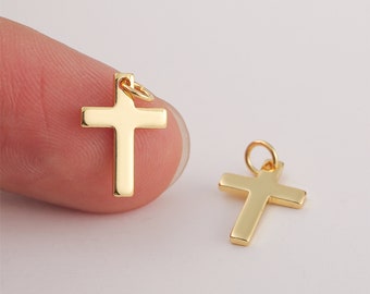 6pcs Real 18K Gold Plated Cross Charm, Bracelets Finding, Trendy Charm, Gold Initial Charm