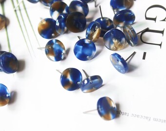 10pcs 12mm Round Acetate Celluloid Earring Ear Stud Cellulose Acetate Colorful Charm Diy Jewelry Accessories Craft Supplies