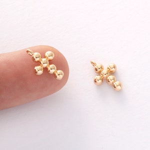 10pcs Real gold Plated Cross Connector, Simple Cross Link,Tiny Mini Cross Charm