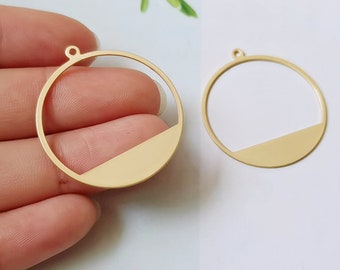 10pcs Matt Gold Plated Round Circle Charm, Alloy Charm, Jewelry Making Materials