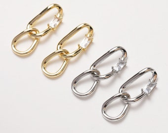 6pcs Real Gold Plated Bead CZ Pendant Bail Charm Holder Slider,Pinch Bail, Pendant Bail, Pendant Holder, Necklace Brass Bail, Connector