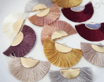 2pcs small fan tassels, silk tassels, silky thread tassels, tassels charm pendant, tassels for Jewelry，earrings supplies, finding