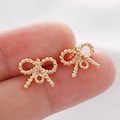 10PCS Real Gold Plated Bowknot Earrings,Bow Post Earrings, Earrings Stud, Jewelry Making Material, Crafts Supplies, Earrings diy
