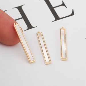 6PCS Real Gold Plated Bar Charm,Shell Drop, Natural seashell Stick,Bar Pendant, Jewelry Making Material, Crafts Supplies, Earrings diy